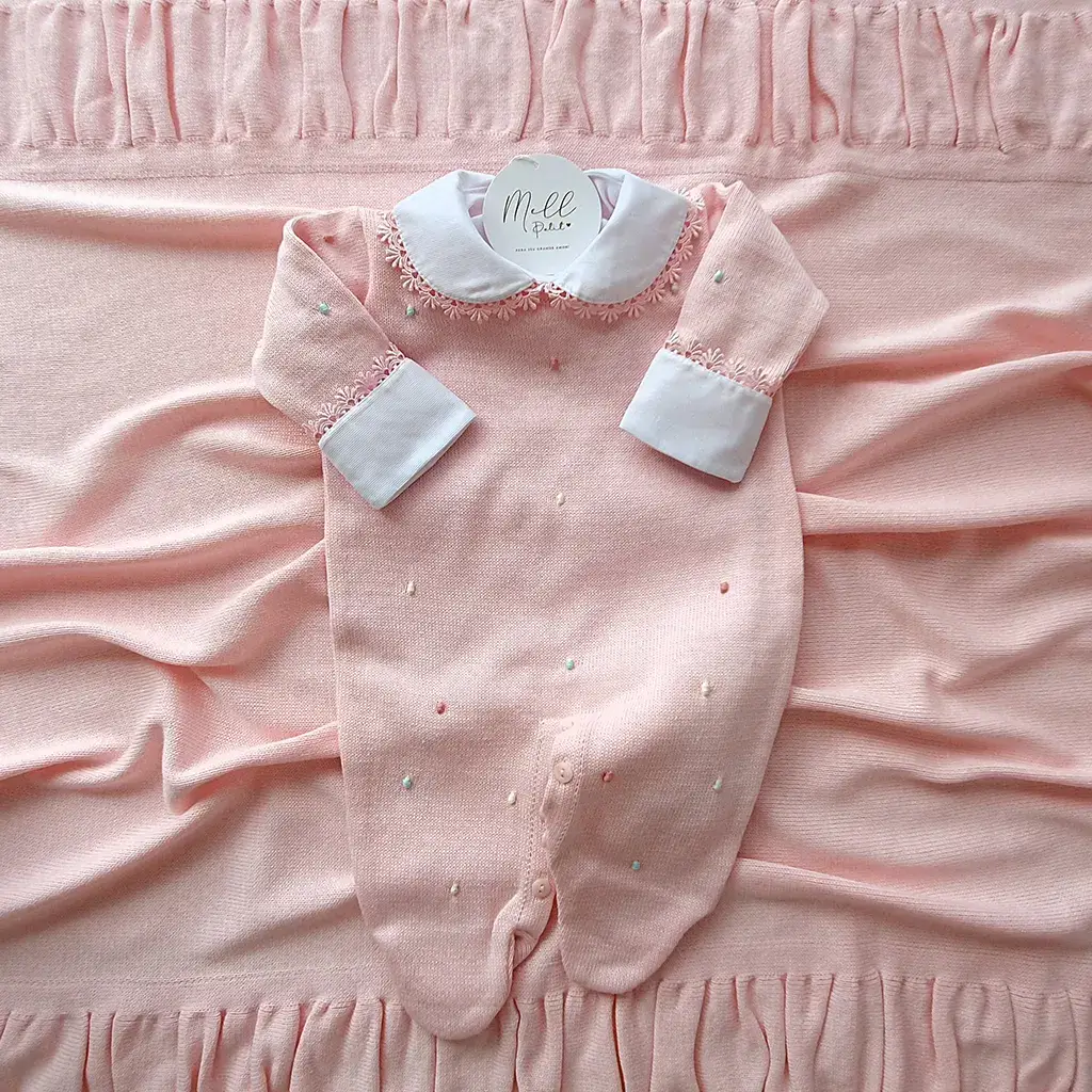 Kit Poá Relevo Colorido Rosa- Manta Drapeada