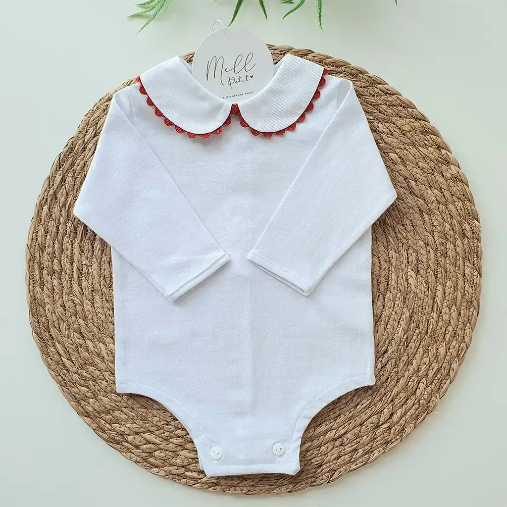 Body Gola com Guipir Vermelho