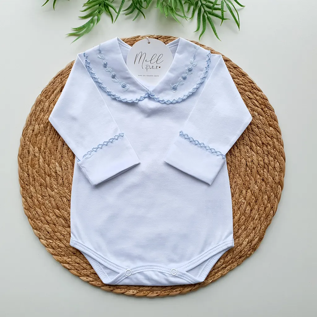 Body Gola e Punhos Bordado Rococós